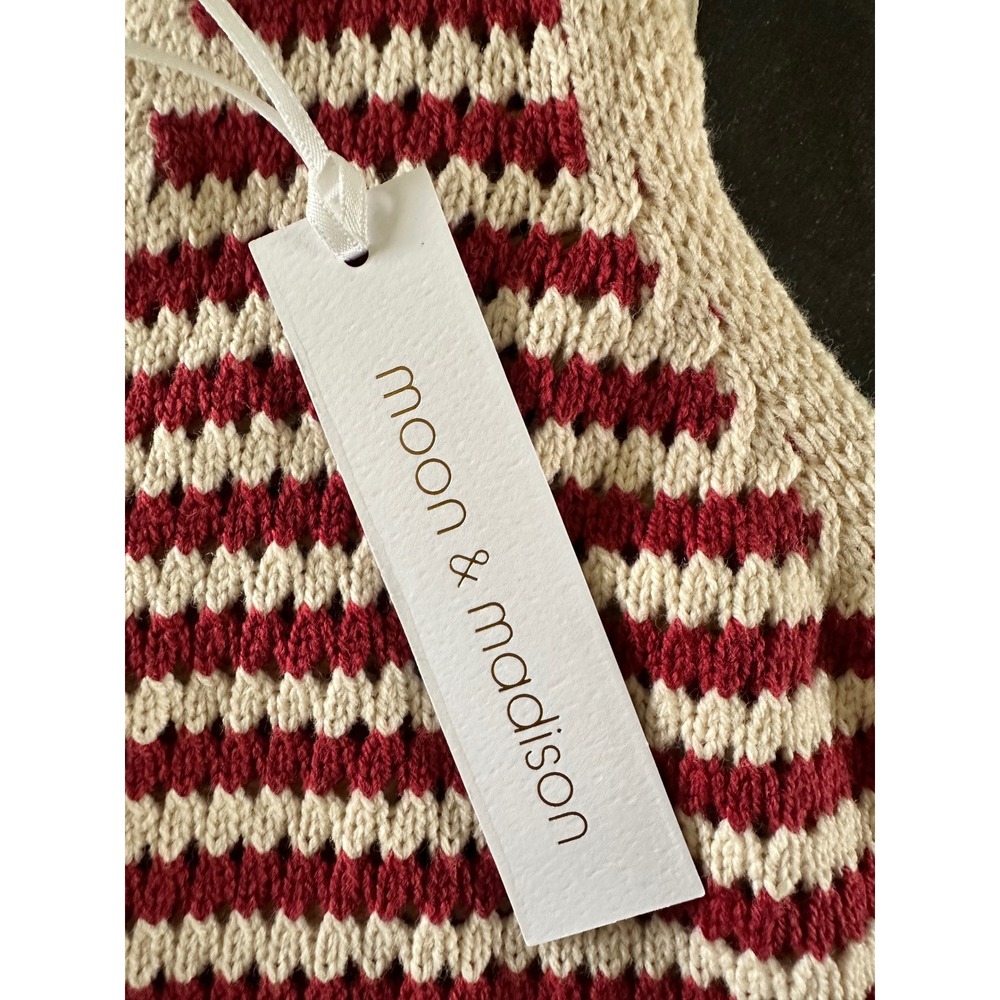 Moon & Madison Americana Knit Tie Front Sweater Vest Red White Blue Small NWT - Picture 5 of 7
